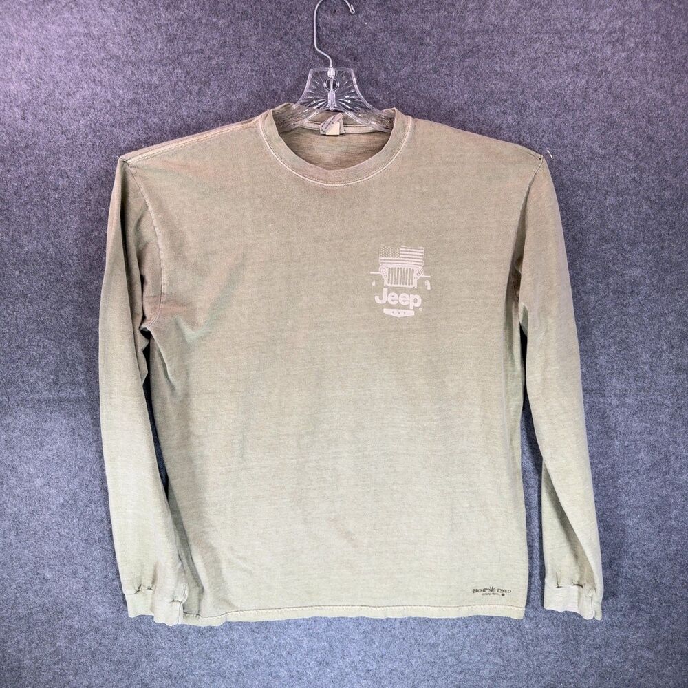 Crazy Shirts Hemp Dyed Jeep Long Sleeve Tee - Olive Green Sz L